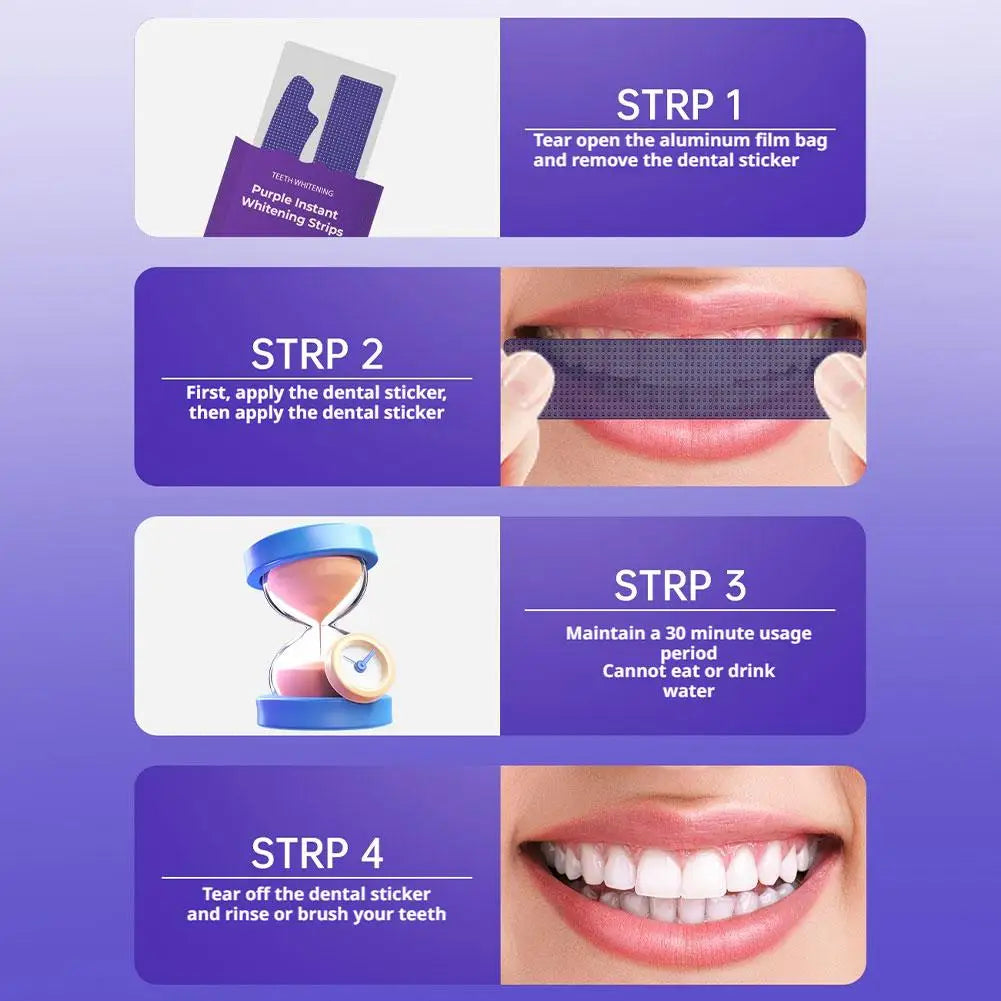 14 Pairs V34 Purple Teeth Whitening Strips